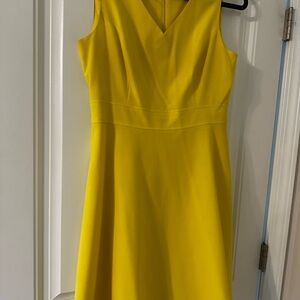 Nine West Yellow Sleeveless V-Neck A-Line Midi Dress